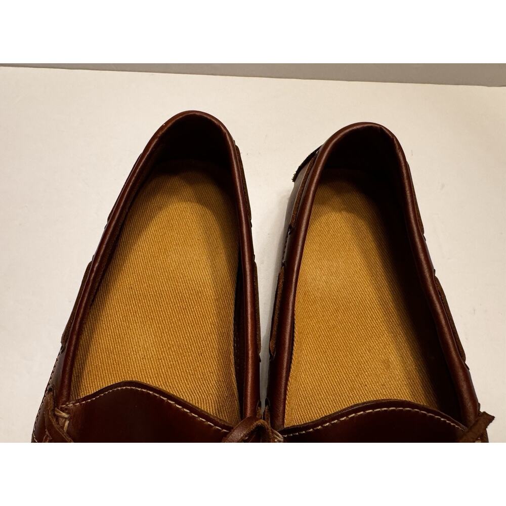 Size 10 Cole Haan Brown Leather Driving Mocs Rubber Nubs Moccasin Slip On - Picture 3 of 9